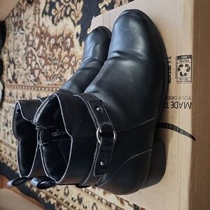 Place Big Girl's Faux Leather Heeled Boots; Size: 6Y, Color: Black